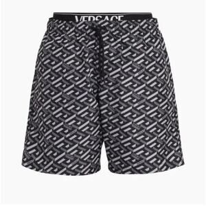 Versace Black and Gray Geometric Shorts